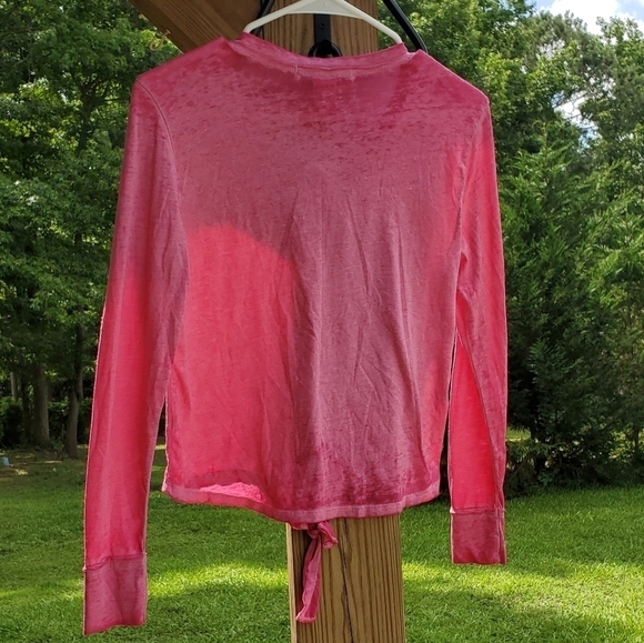 Knot Front Long Sleeve Pink Top NWT Small - Picture 7 of 7